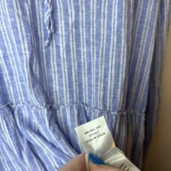 Rails Everly Ludlow Stripe Linen Blend Long Sleeve Mini Dress - Picture 6 of 11